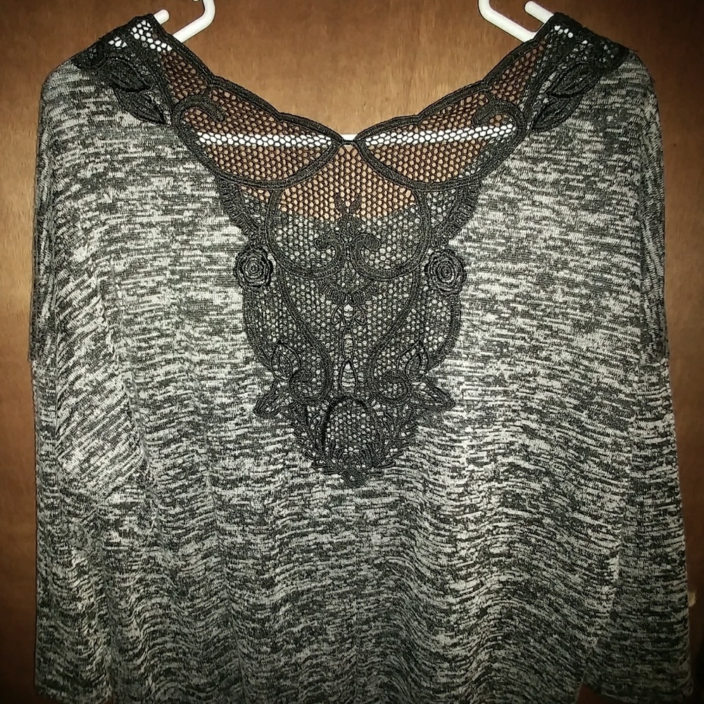 Marble knit sweater with lace back
